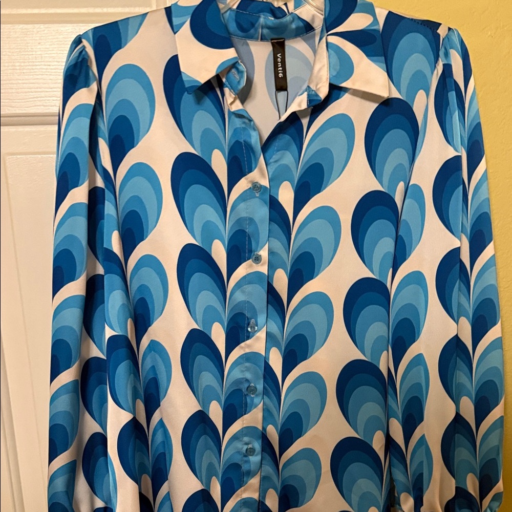 Vince Multitone Blue Wave Blouse